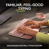Logitech Wave Keys Wireless Ergonomic Keyboard with Cushioned Palm Rest, Comfortable Natural Typing