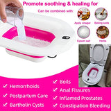 YYYSITZ Sitz Bath, Electric Sitz Bath for Hemorrhoids, Sitz Bath for Toilet Seat, Postpartum Care Pan for Women, Yoni Hip Bath Basin, Sits Bath Soak Salts Tub, Vaginal Wash Bowl, Foldable, Pink