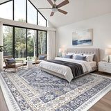 12x15 Area Rugs for Living Room,Large Washable Rug,Blue