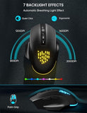 MA22 Pro Wireless Keyboard and Mouse Combo - Ergonomic Wave Keyboard with Soft Leather Wrist Rest