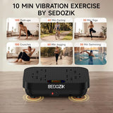 SEDOZIK Vibration Plate Exercise Machine, 450lb Capacity Whole Body Vibrating Plate for Lymphatic Drainage, Shaker Board Platform for Weight Loss with Resistance Bands Bluetooth 120 Speeds, Black