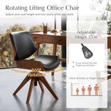 HULALA HOME Faux Leather Swivel Desk Chair No Wheels, Black