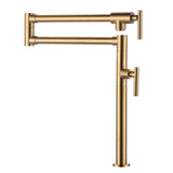 Brass Folding Pot Filler Faucet, Gold Kitchen Faucet with Double Joint Swing Arms