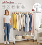 SLEEPING LAMB Heavy Duty Clothes Racks for Hanging Clothing Rack, 43" Wide Rolling Garment Rack Metal Wardrobe Rack (White)