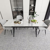 Extendable Dining Table for 4-8, 55"- 78" Rectangular Sintered Stone Dining Room Table
