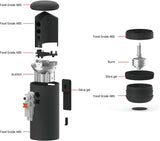 Nuttii Burr Coffee Grinder – Electric, Portable, Small, Quiet Adjustable Conical Burr Coffee Bean Mill, 20 Grind Settings for Espresso, Pour-Over, French Press Moka, for Home Travel Use (Matte Black)