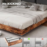 LUCKLIFE Floating Bed Frame Queen Size with Adjustable Headboard and Smart LED Lights, Upholstered Bed Frame with RGB Lights, Modern Metal Bed, Easy Assembly, Under-Bed Storage, Bedroom