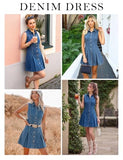 BISUAL Denim Dress for Women Sleeveless Button Down Jean Dress V-Neck Stretchy Denim Dresses Summer Dresses for Women 2026 Light Blue
