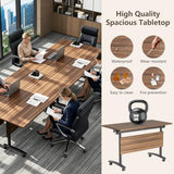 47.2in Folding Conference Table, Modular Meeting Table with Wheels