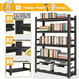 6-Tier Bookcase, Metal Bookshelf & Large Printer Stand,40" W x 82" H Industrial Tall Book Shelf Printer Table for Office