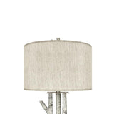 Pemberly Row 29.5" Birchwood Coastal Table Lamps, Whitewash Finish, Set of 2, Nature-Inspired Design with USB Port, Linen Shade, 3-Way Switch, Modern Rustic Lighting for Bedroom, Living Room, Office