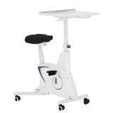 FLEXISPOT Exercise Bike with 2D Desktop, Space Saving Under Desk Bike with Removable Desk, Stationary Bikes Upright Indoor Bikes with 8 Level Magnetic Resistance Upgraded Pro Flywheel, V9 White