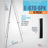 Art Supply 63" High Metal Folding Display Easel (6 Pack) - Adjustable Height, Instantly Collapses