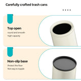 YOJIA 2.4 Gallon Bathroom Small Trash Can, Open Top Waste Basket, White Decorative Garbage Can, for Near Desk Bathroom Bedroom Hotel Office Cafe Kitchen Hallway(White 9L)