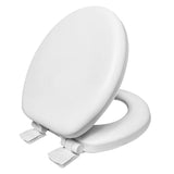 Plexon Soft Cushioned Toilet Seat, Round White, Slow-Close Lid and Seat, Quick-Release Hinges, Easy To Clean and Change, No Tools Required, Stain-Resistant, Durable Vinyl with Wood Core