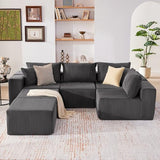135.4" Modular Boneless Couch, Sectional Couches for Living Room, Darkgrey