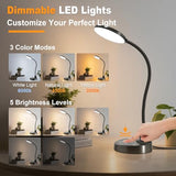 15W LED Desk Lamp with USB Charging Ports – Dimmable Table Lamp with 3 Color Temps, 5 Brightness, 4 Timers, Flexible Gooseneck Light