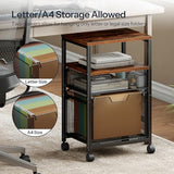 Rolling File Cart with 2 Storage Drawers, Under Desk Mobile Filing Cabinet on Wheels for Home Office