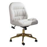 Modern Armless Office Chair with Wheels, Adjustable Height 33-36.6in, 360° Swivel PU Leather Desk Chair, Stylish Home & Office Furniture, Ergonomic Design for Comfort