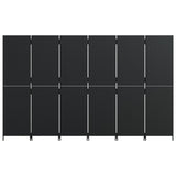 6 Panel Room Divider Black Poly Rattan Folding Privacy Screen