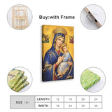 Our Lady of Perpetual Help Virgin Mary Canvas Wall Art, Traditional Byzantine Icon Mother of God And Christ Child Oil Painting Poster, Catholic Religious Spiritual Pictures for Living Room 24x36inch(