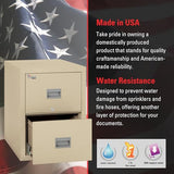 FireKing Patriot Vertical 2 Drawer Fire Rated File Cabinet, Parchment