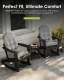 GREENVINES Adirondack-Chair-Cushions-Set-of-2 | Polyester | Waterproof | Outdoor High Back Rocking Chairs Cushion | Seat with Ties | Non-Slip | Thickened Pad for Patio | 44.5" x 18.9" x 4.5" | Gray
