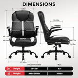 COMHOMA Office Computer Gaming Chair Ergonomic Desk Chair for Adults with Lumbar Support Flip-Up Arms Adjustable Height Swivel Wheels PU Leather Executive Design for Short People Use, White