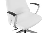 Office Star Antimicrobial Vinyl Adjustable High Back Office Desk Chair with Fixed Padded Aluminum Arms and Chrome Base, Dillon Snow