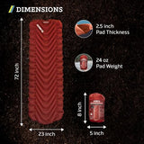 KLYMIT Insulated Static V Inflatable Sleeping Pad | Comfortable, Lightweight, Easy to Inflate, Portable Air Bed Mattress for Camping, Backpacking and Hiking — Red