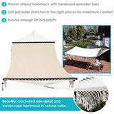 Sunnydaze Woven Double Hammock for Outside with Crocheted Edges and Spreader Bars - 600-Pound Weight Capacity Outdoor Hammock for Trees
