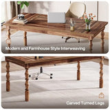 Large Executive Office Desk, 62.2-Inch Farmhouse Modern Computer Desk, Mid Century Study (Walnut)