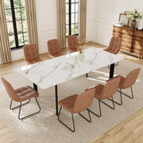 Extendable Dining Table Set for 6-8 People, 63 to 78.7 Inch MDF Kitchen Table with 8 Faux Leather Dining Chairs