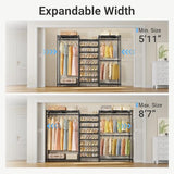 VIPEK S3X Expandable Clothes Rack Adjustable from 5'11" to 8'7" with 6-Tier Shoe Shelves, Freestanding Clothing Rack, Max Load 1250LBS, Black