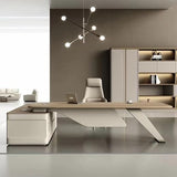 Modern Spacious Executive Desk with Metal Bracket Luxury L Shaped