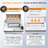 QUIETLEMON Paper Shredder 200-Sheet Auto Feed, Touchscreen Heavy Duty Shredders, 40 Min Non-Stop, P-5 Ultra Security Shredder for Home Office, Micro Cut with Wheels, 5.8 Gal Bin, <60 dB(OL288)