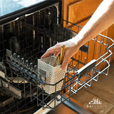 A Bar Above Dishwasher Basket for Reusable Straws and Small Bar Tools, Plastic Straw Basket for Washing Cocktail Picks, Stir Sticks, & Kitchen Accessories, Ideal for Home and Commercial Dishwasher use