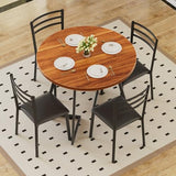 Round Dining Table Set for 4, Wood Tabletop & Heavy-Duty Steel Frame, 5-Piece Dinette with Chairs for Kitchen