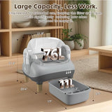 GTPLAYER Smart Cat Litter Box, Open-Top Self Cleaning Cat Litter Box with App Control, Safety Sensors, Large Capacity Waste Bin, Easy Maintenance, Automatic Litter Box for Multi-Cat Homes,Grey