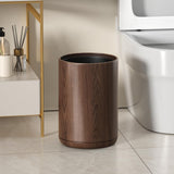 LEASYLIFE 8L/2.1GAL Dark Brown Metal Trash Can,Walnut Trash Bin