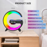 Wireless Speaker Charger Light, LED Bedside Lamp 4-in-1 Alarm Clock, Mood Light, Speaker & Wireless Charger(Black)