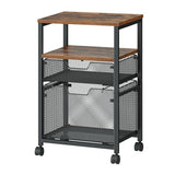 Rolling File Cart with 2 Storage Drawers, Under Desk Mobile Filing Cabinet on Wheels for Home Office