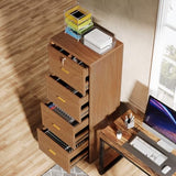 Locked File Cabinet with Key, Tall Wooden Filing Cabinets for Home Office, Vertical Office Storage for Legal Size/Letter