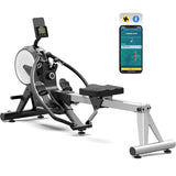 pooboo Rowing Machines for Home, Dual Wind & Magnetic Resistance, Foldable Row Machine 400 LB Weight Capacity, 14 Levels (Black Classic)