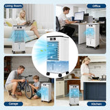 Portable Air Conditioners, 3-in-1 Evaporative Air Cooler with Touch Screen & Remote, 1.84Gal Cooling Fan, 3 Speeds & 3 Modes, 12H Timer, Includes 4 Ice Packs & Rolling Casters for Home, Office