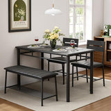 IRONCK Dining Table Set for 4, Kitchen Table with Upholstered Bench and 2 Chairs, Kitchen Table and Chairs Set for Small Space