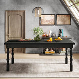 62” Farmhouse Large Rectangle Kitchen Table, Modern Dinner Table Kitchen & Dining Room Furniture with Carved Turned Legs