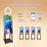 Black Mirror Photo Booth with Instant Printer, Ring Light and Flight Case