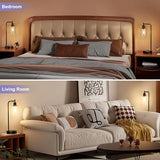 Industrial Touch Table Lamps for Bedrooms Set of 2 - 3-Way Dimmable Nightstand Lamps with USB C+A Ports and Outlet, Black Bedside Lamps
