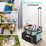 Large Rolling Cleaning Caddy Bag with Detachable Trolley, Waterproof Cleaning Caddy on Wheels for Housekeepers